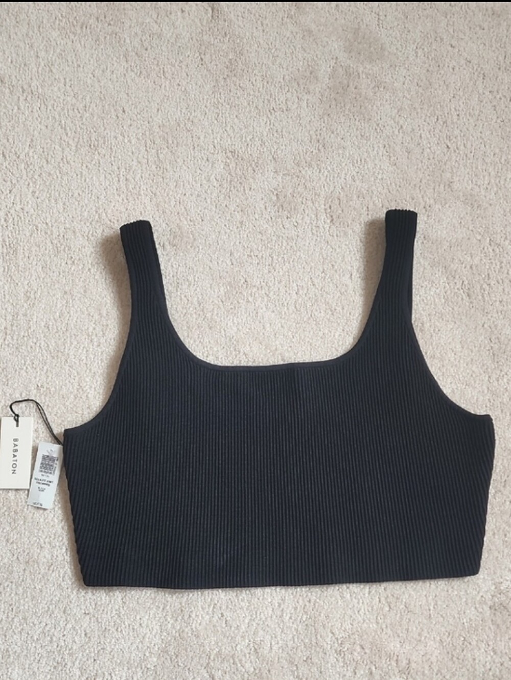 Babaton Black Ribbed Square-Neck Crop Top 2XL - Picture 9 of 9